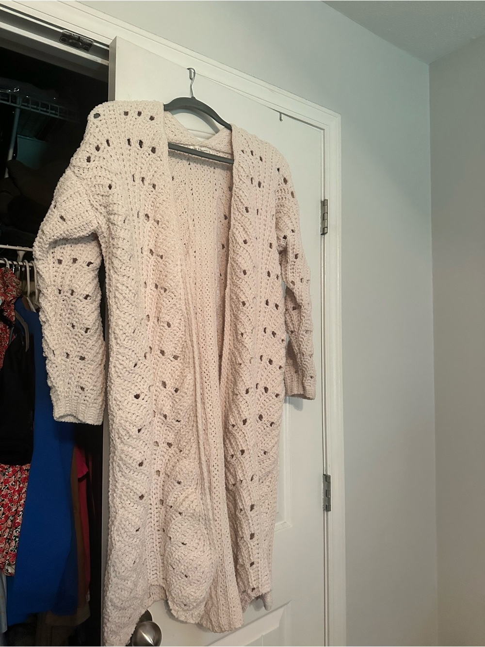 Cozy Open-Front Cream Cable Knit Long Cardigan Sweater
